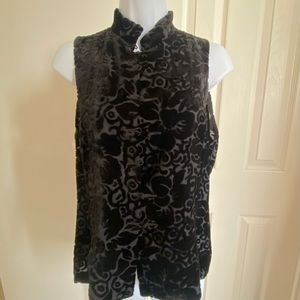 DKNY Donna Karan New York Velvet Top; Black Size 6 VINTAGE
